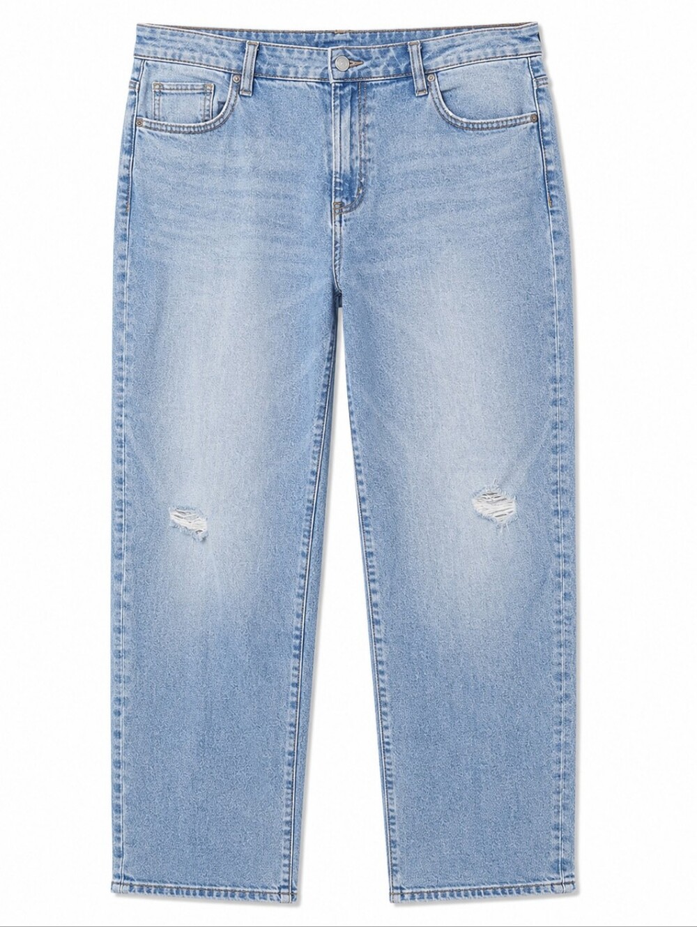Joe Fresh Women's Light Wash Distressed High Rise Straight Leg Jeans Size 20W
